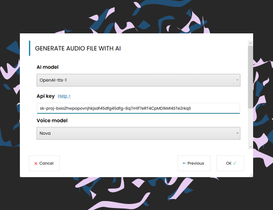 Transform text to audio