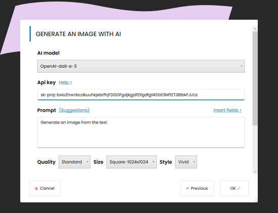 Generate image with AI and your file