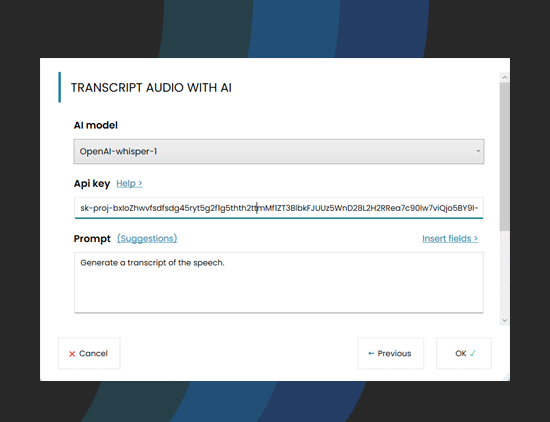 Automatic transcript file from audio