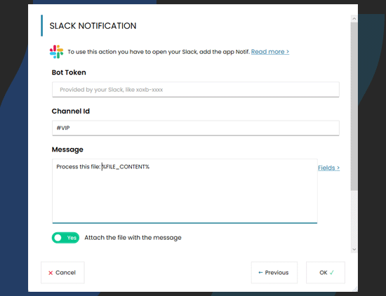 Send notif and file to Slack