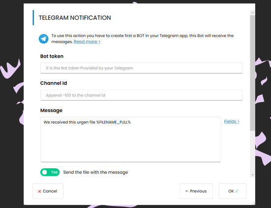 Send notif and file to Telegram