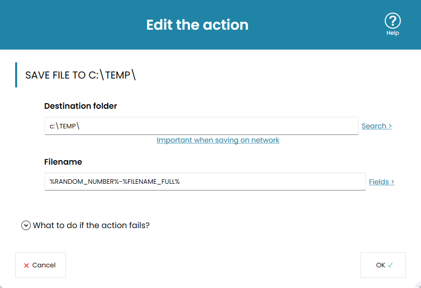 Select folder to save audio file