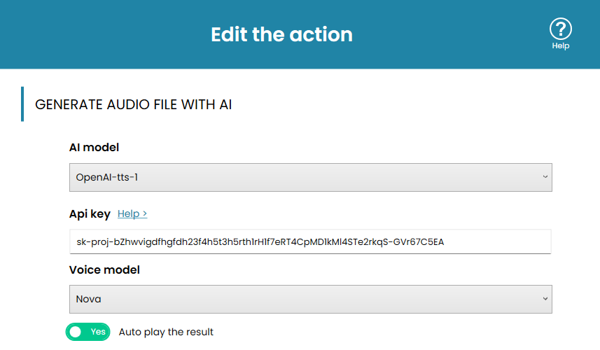 Voice selection to convert text to audio